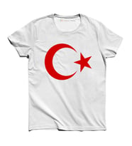 A Kalite Beyaz Üstüne Ay Yıldız Türkiye Tshirt - 29 Ekim Cumhuriyet Bayramı Tişört  23 Nisan Tişört