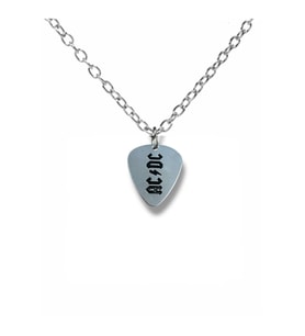 AC/DC Hard Rock Grubu Pena Şeklinde Çift Taraflı Rock İşaretli Metal Zincirli Unisex Kolye (Gümüş)