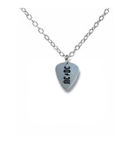 AC/DC Hard Rock Grubu Pena Şeklinde Çift Taraflı Rock İşaretli Metal Zincirli Unisex Kolye (Gümüş)