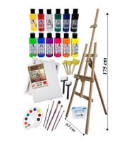Akrilik Boya Resim Seti Südor Monalisa 12 Renk 70 ml Akrilik Boya 2 Tuval 35x50 Fırça Spatula Şövale 