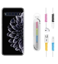 TCL 10L 10 Plus 10SE 20E 20SE 30SE L7 Kılıf Kablo Koruma Spiral Silikon Çiçekler 1639