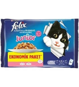 Felix Sığır Etli ve Tavuklu Yaş Kedi Maması 4 X 85 Gr (Çok Renkli)