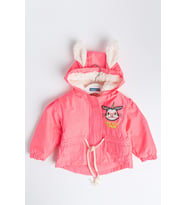Unicorn İşlemeli İçi Peluş Neon Pembe Kız Bebek Mont