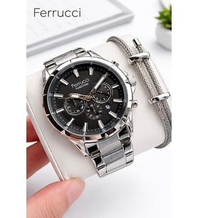 Ferrucci İç Fonksiyonları Aktif 30 Mt Suya Dayanıklı Çelik Kordonlu Erkek Kol Saati NSDKH4482.1