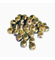 Ahşap Küp HARFLİ  Boncuk 10X10 MM 100 GRAM  Gold