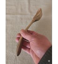 Ceviz el yapımı kaşık (Ekru - Kahverengi)