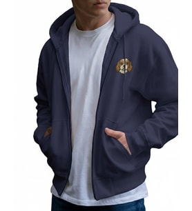 Erkek Cavalier King Charles Baskılı Oversize Fermuarlı Hoodie (Lacivert)