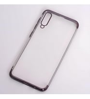 Galaxy A50 Kılıf Dört Köşeli Lazer Silikon Kılıf (Siyah)