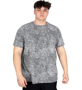 Mode XL Büyük Beden Erkek T-Shirt Bisiklet Yaka Aşındırma Baskı U20037 Antrasit