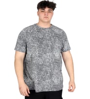 Mode XL Büyük Beden Erkek T-Shirt Bisiklet Yaka Aşındırma Baskı U20037 Antrasit