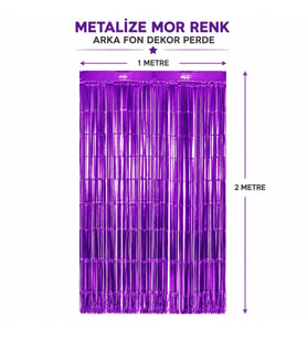 Mor Metalize Parti Perdesi 100x200 Cm - Kapı Ve Arka Fon Perdesi