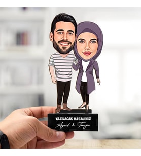 Kişiye Özel Karikatürlü Sevgiliye Hediye Ömür Boyu Yan yana Biblosu