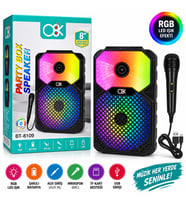 PL-4805 KARAOKE MİKROFONLU SPEAKER HOPARLÖR BT - SD - USB SARJLI RGB IŞIKLI DC 5V - AUX 8 INC BT-8109 (5343)