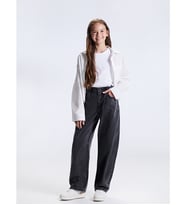 LCW Kids Siyah Barrel Fit Kız Çocuk Jean Pantolon