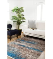 Dijital Kaymaz Yıkanabilir Mavi Modern Salon Halısı Mutfak Halısı Koridor Halısı Yolluk HLN583