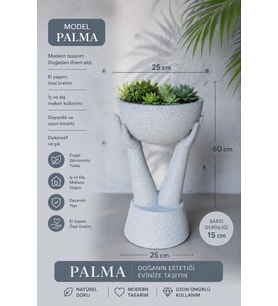 PALMA - BETON GÖRÜNÜMLÜ DEKORATİF SAKSI