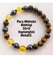BOLLUK BEREKET SİTRİN-KAPLANGÖZÜ-HEMATİT UNİSEX BİLEKLİK