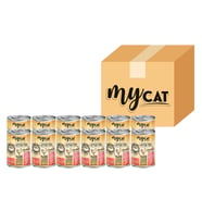 MYCAT TAVUK PARÇA ETLİ YAVRU KEDİ KONSERVESİ 12 Lİ  (400GR)