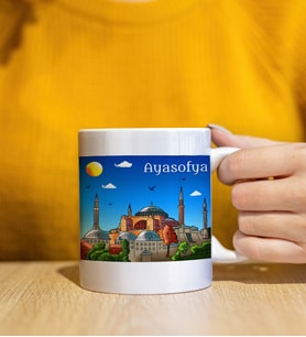 Ayasofya Tasarımlı Beyaz Kupa
