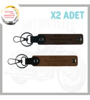 A. Kahve-K. Kahve, Motor Severe, İsim Plaka ve B (+) Kan Grubu Yazılı Anlamlı Hediye 2'li Anahtarlık
