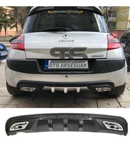 Renault Megane 2 HB Difüzör Arka Tampon Eki 2 Egzoz Çıkışlı Siyah