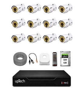 UPTECH Full HD 12 Kameralı Gece Renkli Görüş Su Geçirmez Güvenlik Kamera Seti 320 GB HDD 2239