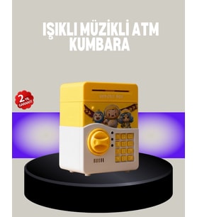Sarı Şifreli Eğitici Çocuk Kumbarası Otomatik Para Girişli