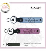 Hız Tutkunlarına, İsim Plaka ve 0 Rh (-) Kan Grubu Yazılı x2 Anahtarlık, Hediyelik, Mavi-Pembe-Ysl (Çok Renkli)