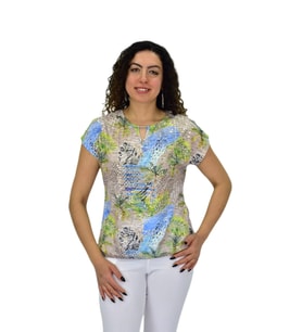 Kadın Kısa Kol Baskılı Bluz BGL-ST04690