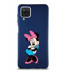 Samsung Galaxy A12 Soft Premier Kapak Minnie Mouse-D Tasarımlı Silikon Kılıf - Lacivert (Şeffaf)