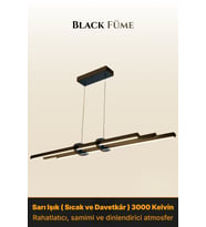 Cosmo Füme Lineer LED Sarkıt Avize – Kumandalı Dim Edilebilir – Yukarı & Aşağı Işık