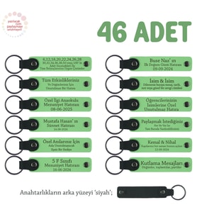 Dernek Organizasyonuna Özel 46'lı Set, Kurum İsmi ve Katılımcı İsmi Yazılı Anahtarlık, F Yeşil & Syh (Fıstık Yeşili)