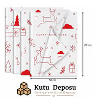 50x70 cm Beyaz Happy New Year Desenli Pelur Kağıt (1 KG)