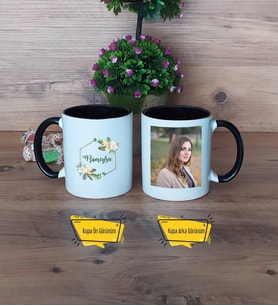 Doğum Günü Hediyesi Kupa Bardak Siyah Fotoğraflı İsme Özel