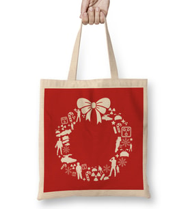 Back To The Future Christmas Wreath Pattern Bez Çanta Uzun Saplı