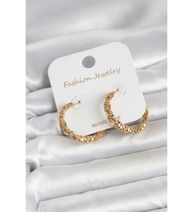 Gold Renk Pirinç Tırtık Model Kadın Küpe