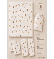 More Home Müslin Bez Battaniye Set 6 Parça Tilkili Açık Kahverengi