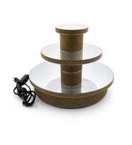 3 Kademeli Gold Sarı Taşlı Aynalı Elektrikli Döner Stand 28 cm – Motorlu Ürün Sergileme Standı