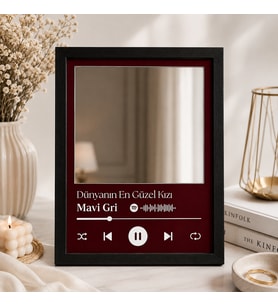 Dünyanın En Güzel Kızı Aynalı Spotify Çerçeve – Kişiye Özel 13x18 cm (Siyah Beyaz) Hediye Fotoğraf Baskısı