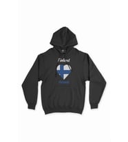 Helsinki Finlandiya Bayraklı Kalpli Siyah Sweatshirt Hoodie