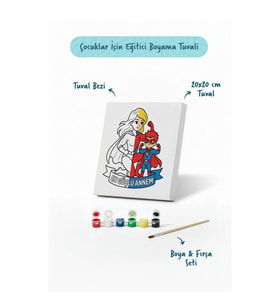 Süper Anne Temalı Boyama Tuvali Şövalesiz Boya Seti 20x20 cm