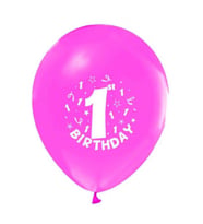 Balon baskılı 12 inc 1+1 happy birthday 1 yaş pembe pk:100-