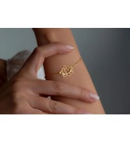 Kişiye Özel 925 Ayar Gümüş Lotus Sembol Bileklik (Gold)