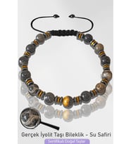 Sertifikalı 6mm Doğal Gerçek İyolit Taşı Bileklik - Su Safiri (Çok Renkli)