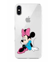 Apple iPhone X Uyumlu Kamera Korumalı Tıpalı Kapak Minnie Mouse TasarımlıŞeffaf Kılıf