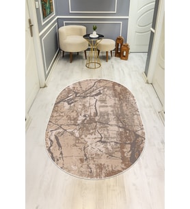 Modern Desenli Oval Dijital Baskı Kaymaz Taban Halı H0305