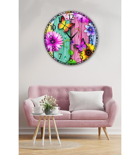 Retro Tasarımlı Duvar Saati 35x35 Cm (Baskılı)