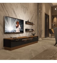 Decoraktiv Trendstyle 220r Mdf Tv Ünitesi Tv Sehpası - Ceviz Siyah (Siyah - Ceviz)
