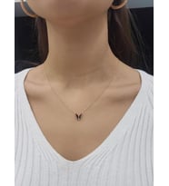 Kelebek Lazer Mineli Minimal Kolye (Karışık)