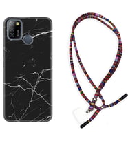 INFINIX Smart 4 5 6 Zero 8 S5 Pro Kılıf Boyun Asklı Rasta Silikon Siyah Mermer 1299